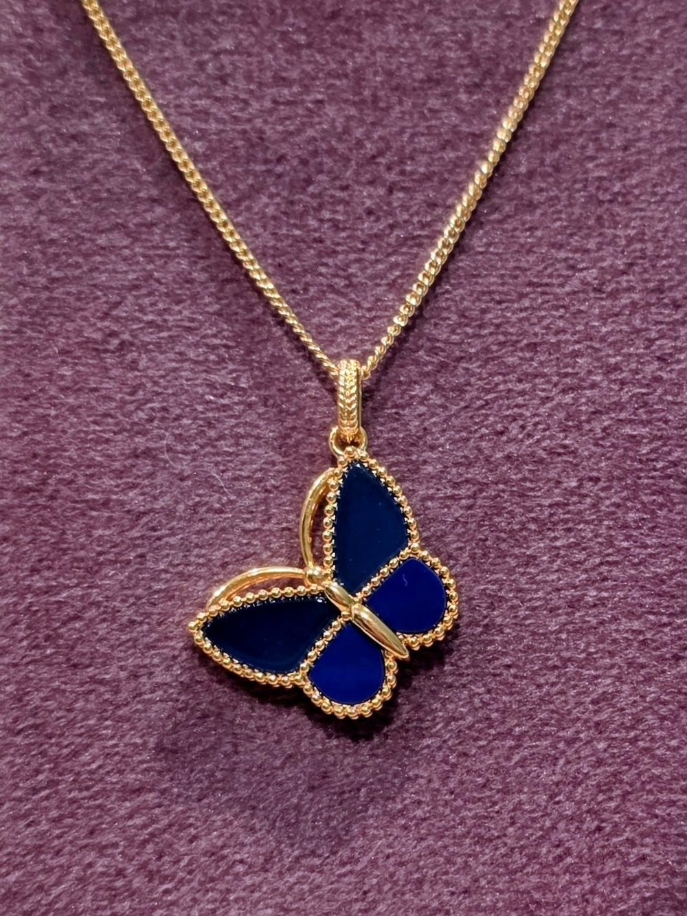 🦋🎶18K Gold Butterfly Blue Pendant🎶🦋